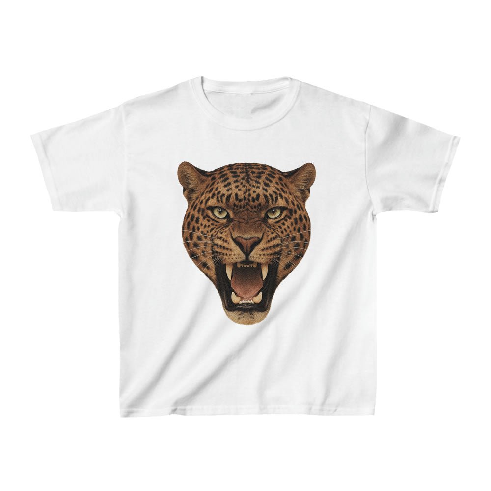 Leopard Graphic 90s Baby Tee | Vintage Animal Print Y2K Streetwear Top for Women - printwithsky