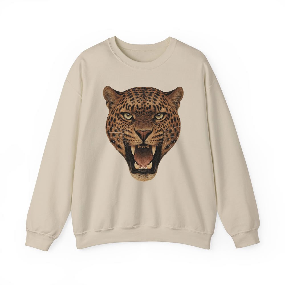 Leopard Graphic Sweatshirt | Vintage Animal Print Crewneck Streetwear for Women & Men - printwithsky