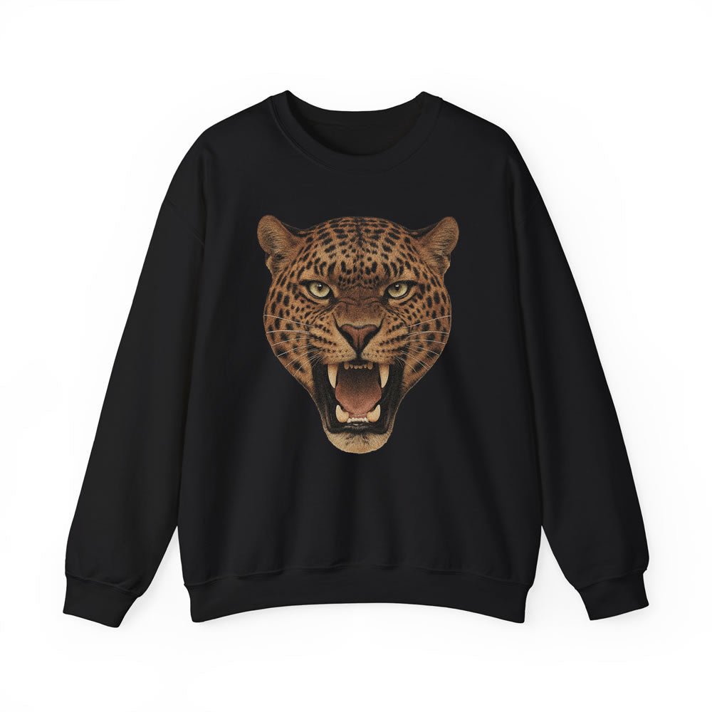 Leopard Graphic Sweatshirt | Vintage Animal Print Crewneck Streetwear for Women & Men - printwithsky