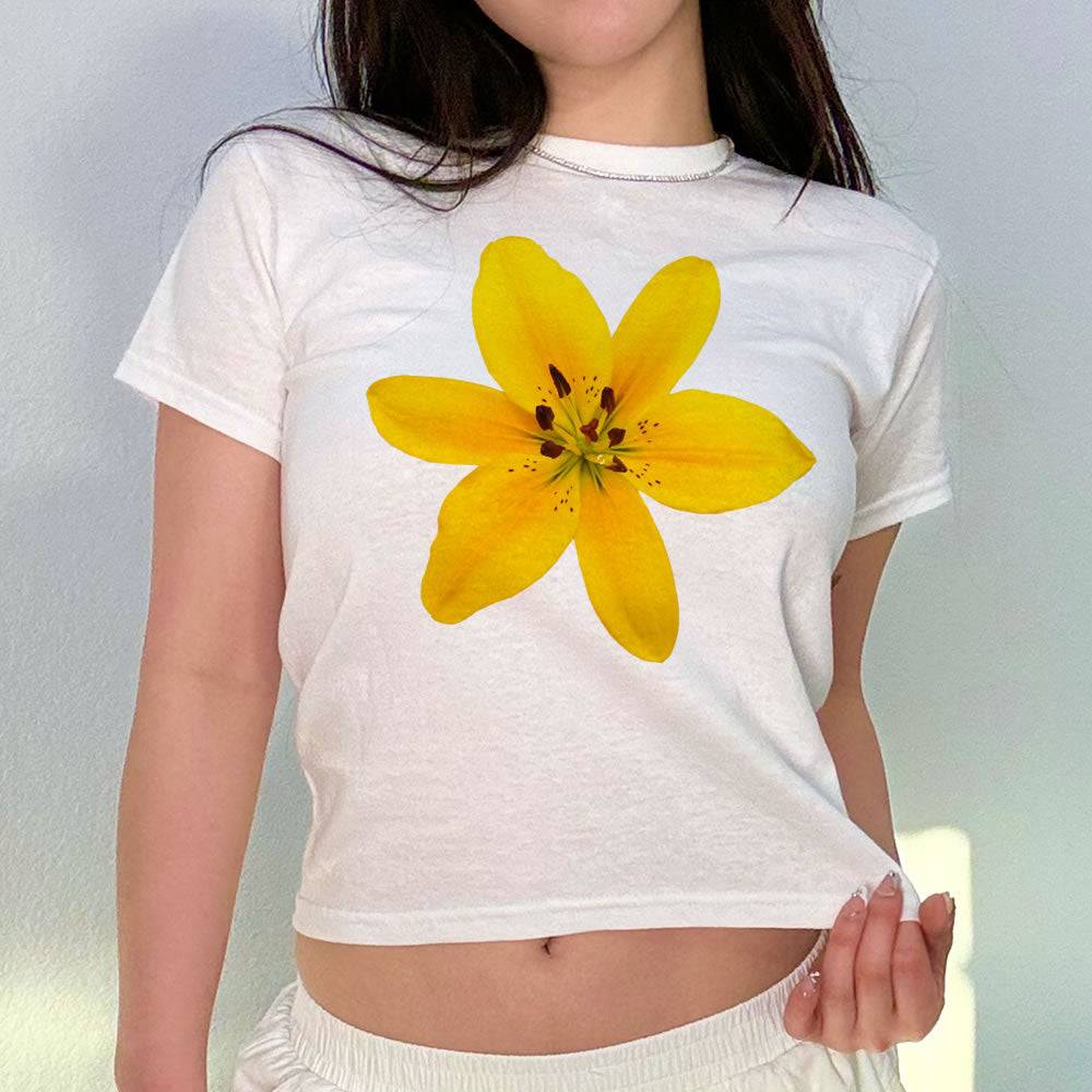 Yellow Lily Baby Tee - printwithsky