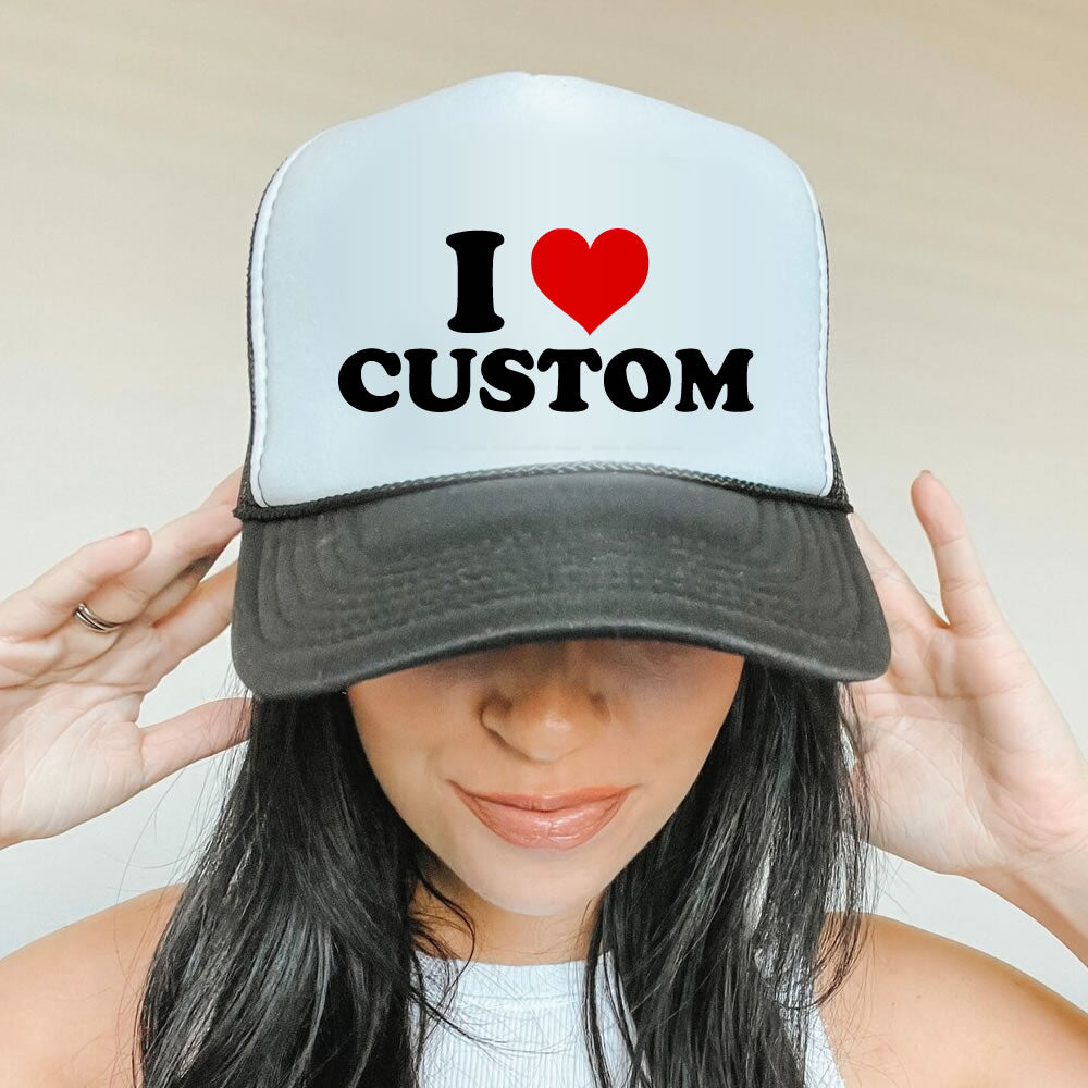 I Love Custom Trucker Hat - printwithsky