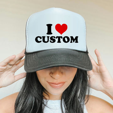 I Love Custom Trucker Hat - printwithsky 