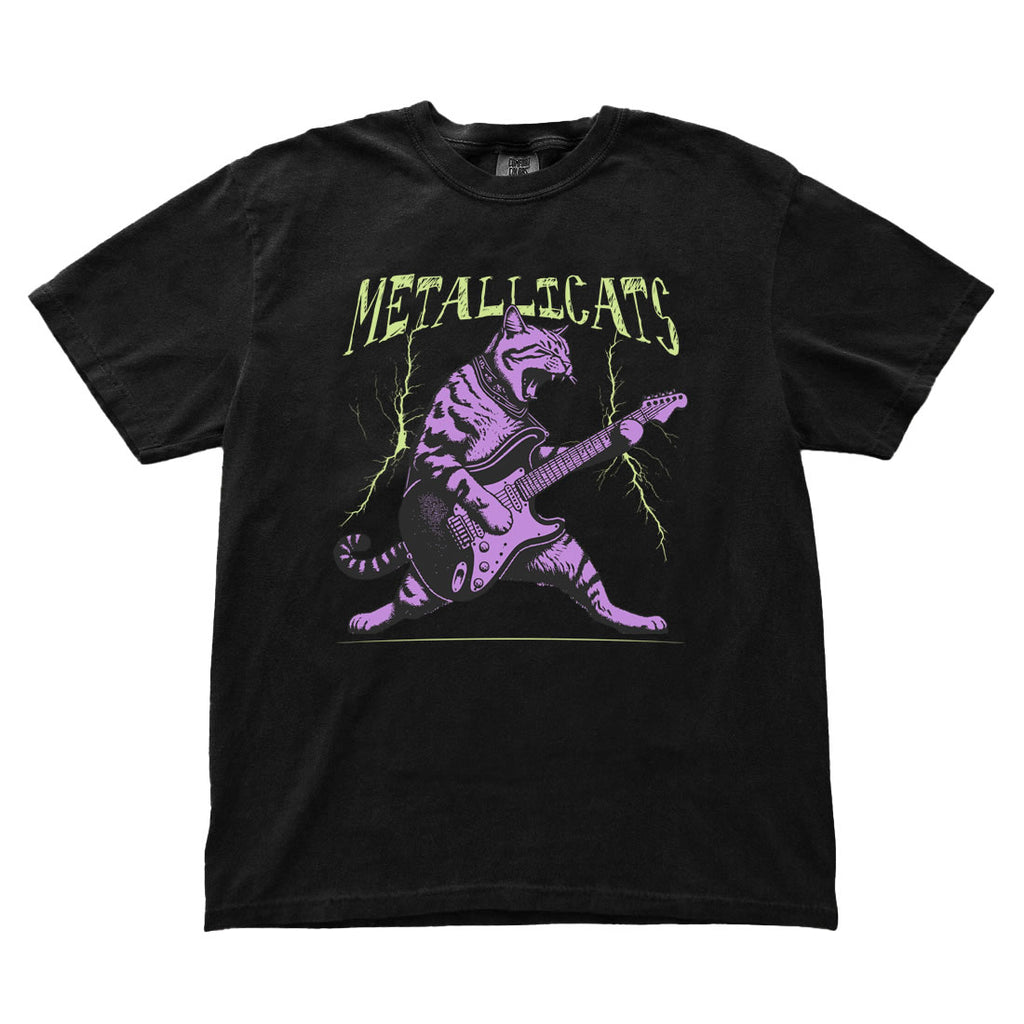 MetalliCats Comfort Colors® T-Shirt – Funny Cat Band Graphic Tee | Vintage Rock Music Shirt