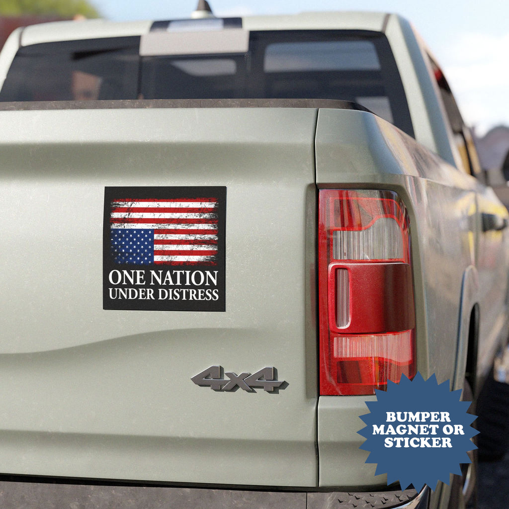 One Nation Under Distress Anti Trump Car Magnet - printwithsky