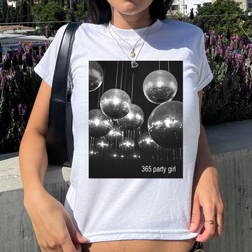 Disco Ball 365 Party Girl Baby Tee - printwithsky