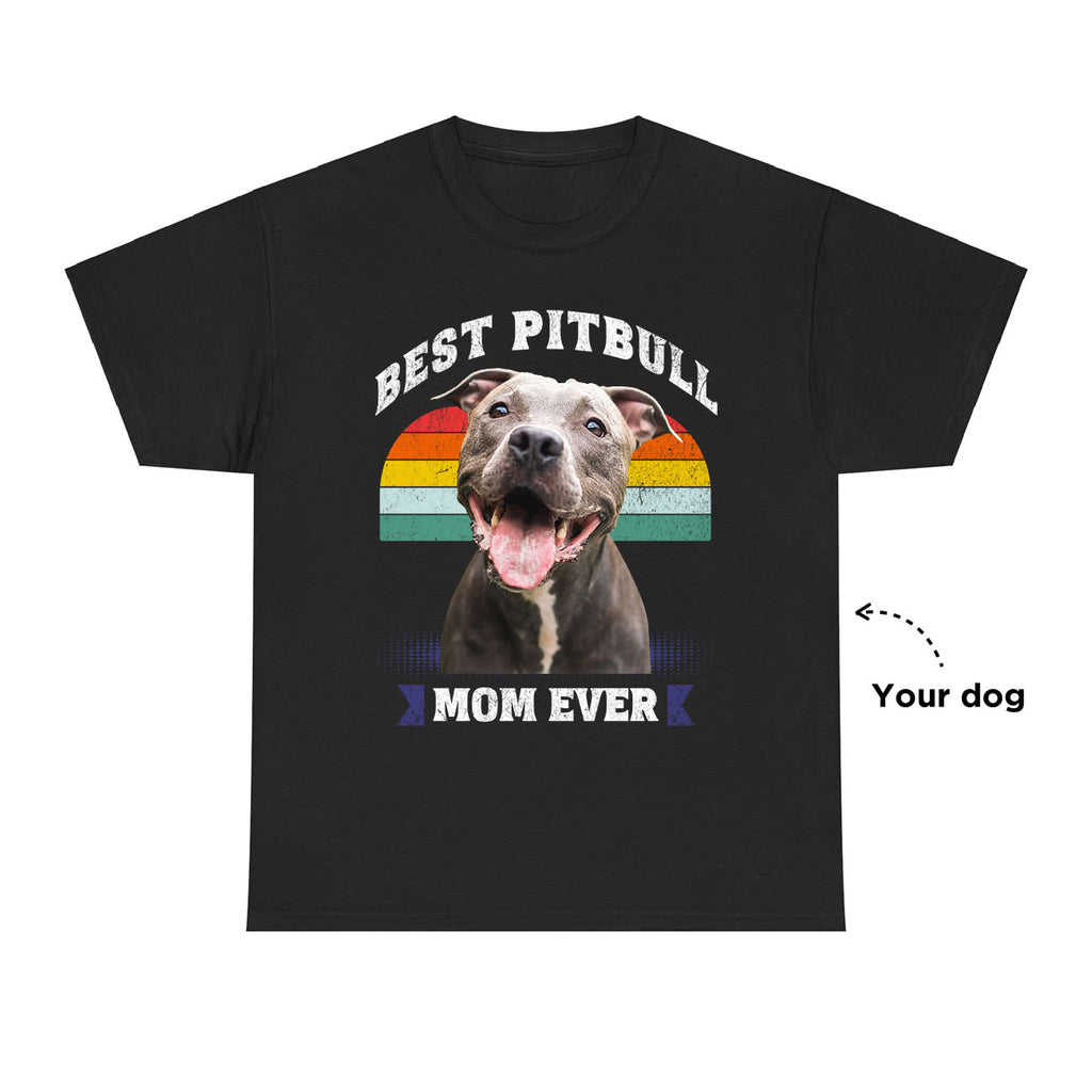 Personalized Pitbull Dog Mom T‑Shirt | Custom Photo Tee Gift