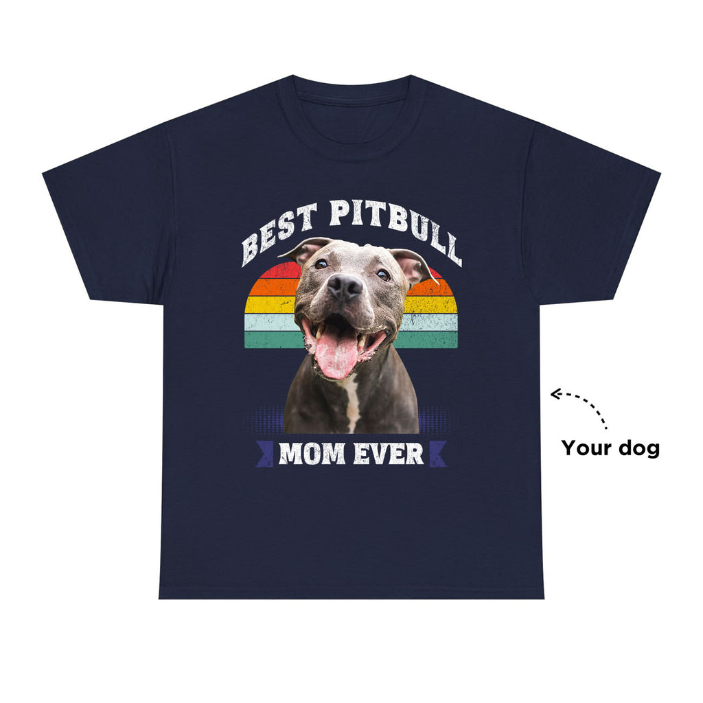 Personalized Pitbull Dog Mom  T‑Shirt | Custom Photo Tee Gift