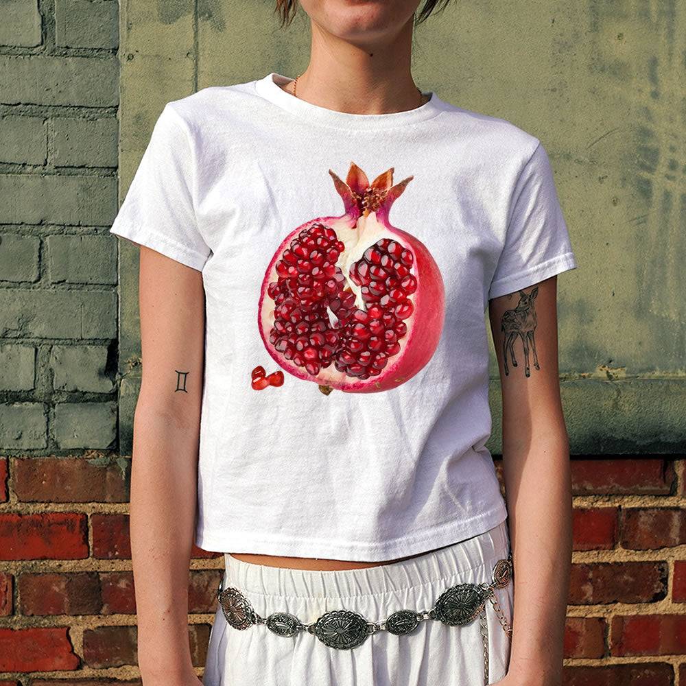 Pomegranate Baby Tee in White - printwithsky