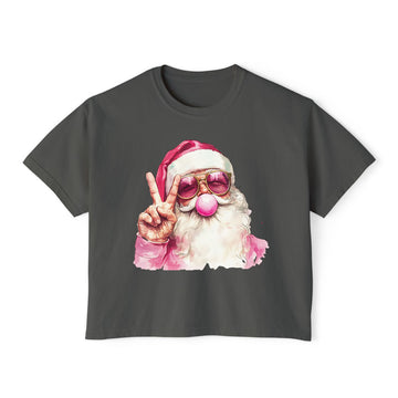 Retro Santa Bubble Crop Boxy T-shirt - printwithsky