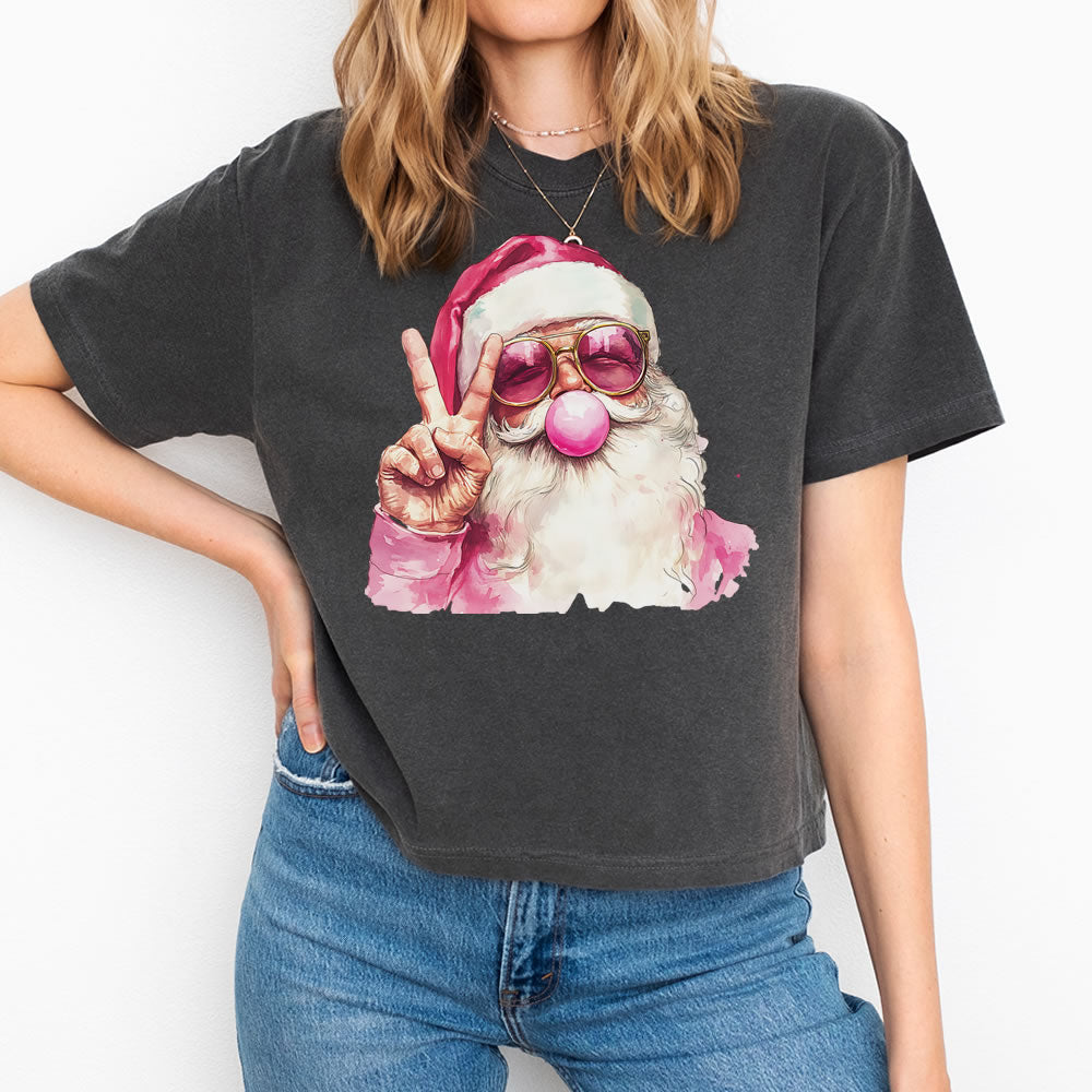 Retro Santa Bubble Crop Boxy T-shirt - printwithsky