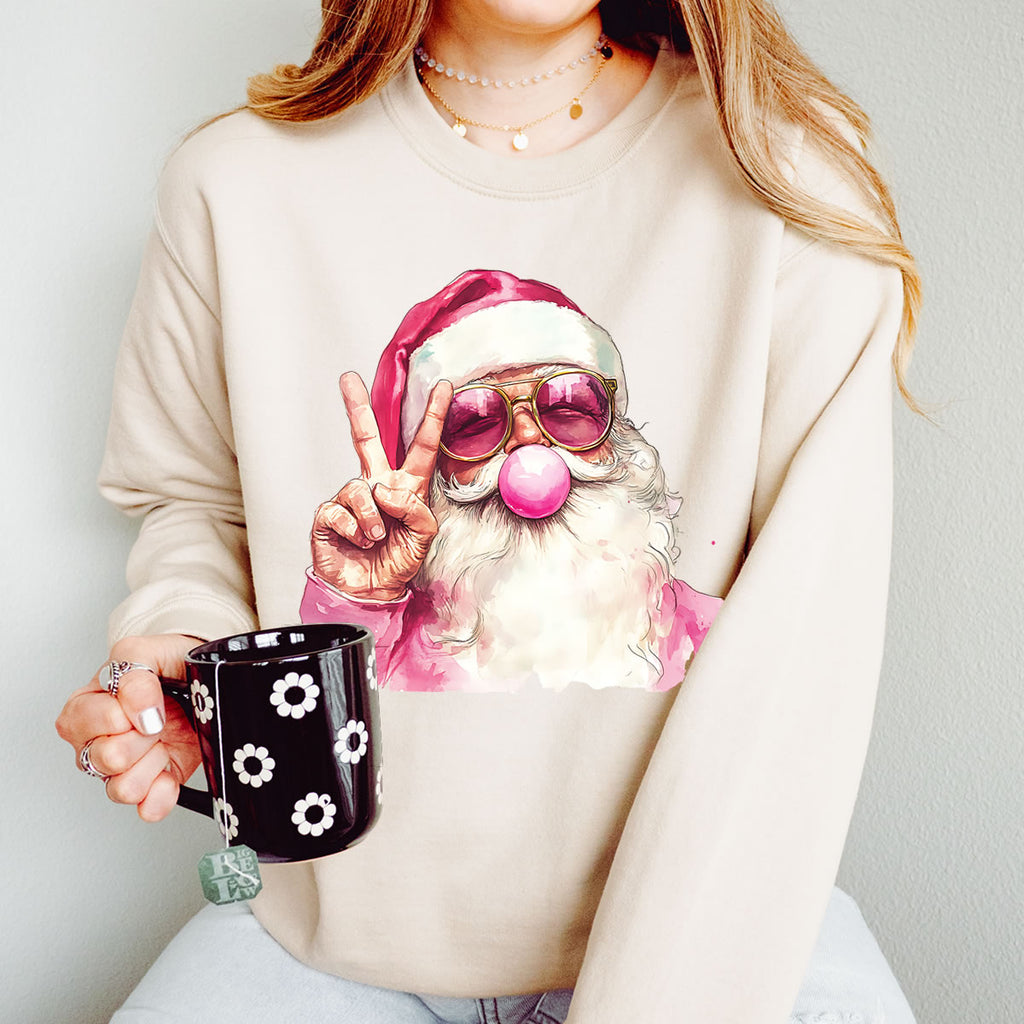 Retro Santa Blowing Bubble Christmas Sweatshirt - printwithsky