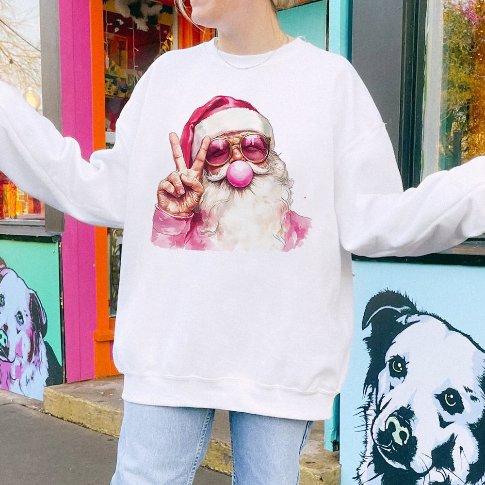 Retro Santa Blowing Bubble Christmas Sweatshirt - printwithsky