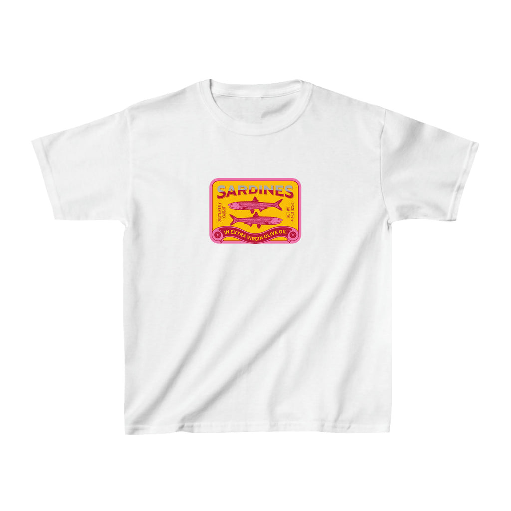 Sardines Graphic Baby Tee – 90s Retro T-shirt | Y2K Aesthetic Streetwear