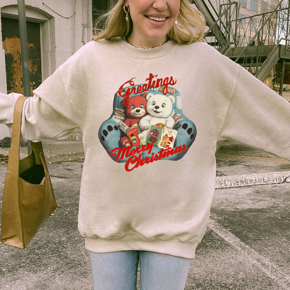 Christmas Bear Retro Graphic Sweatshirt - printwithsky