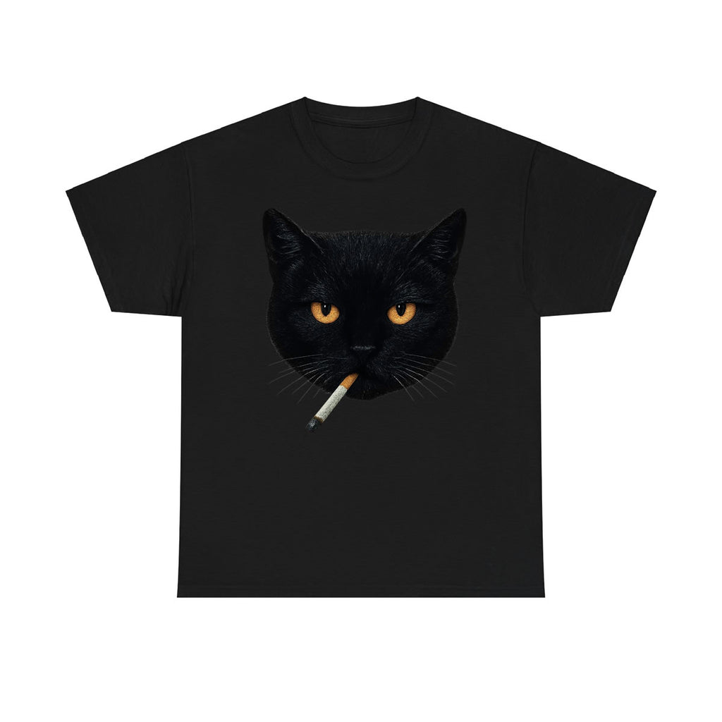 Black Cat Smoking Unisex T-Shirt - Funny Cat Graphic Tee - Cool Cat Lover Shirt