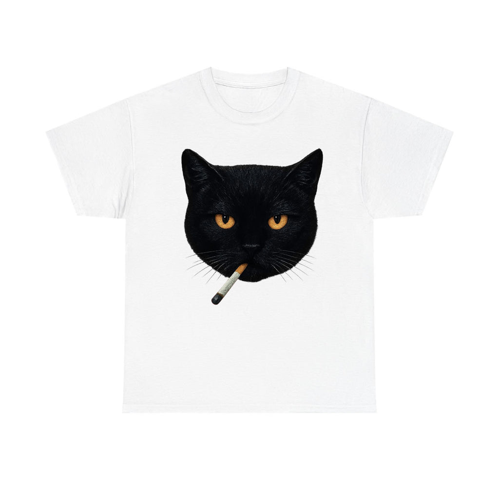 Black Cat Smoking Unisex T-Shirt - Funny Cat Graphic Tee - Cool Cat Lover Shirt