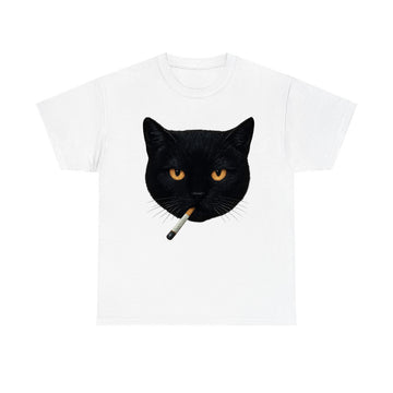 Black Cat Smoking Unisex T-Shirt - Funny Cat Graphic Tee - Cool Cat Lover Shirt