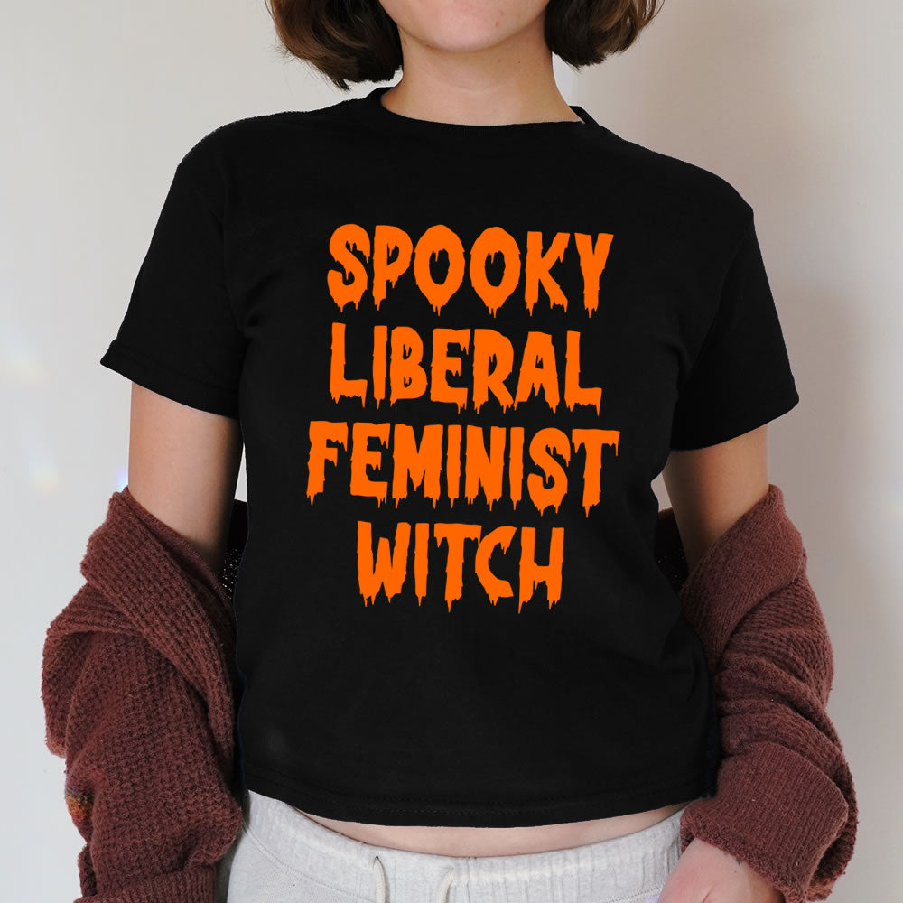 Spooky Liberal Feminist Witch Baby Tee - printiwthsky