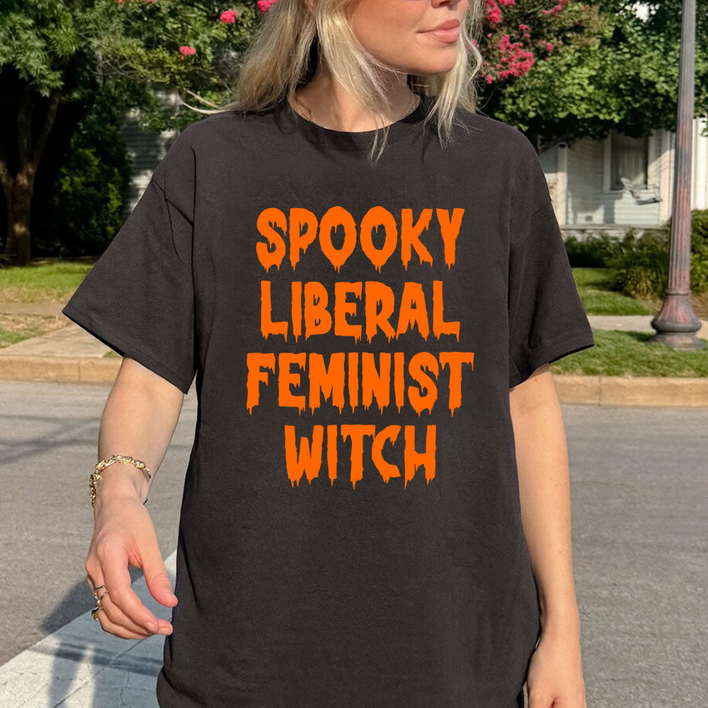 Spooky Liberal Feminist Witch T-shirt - printwithsky