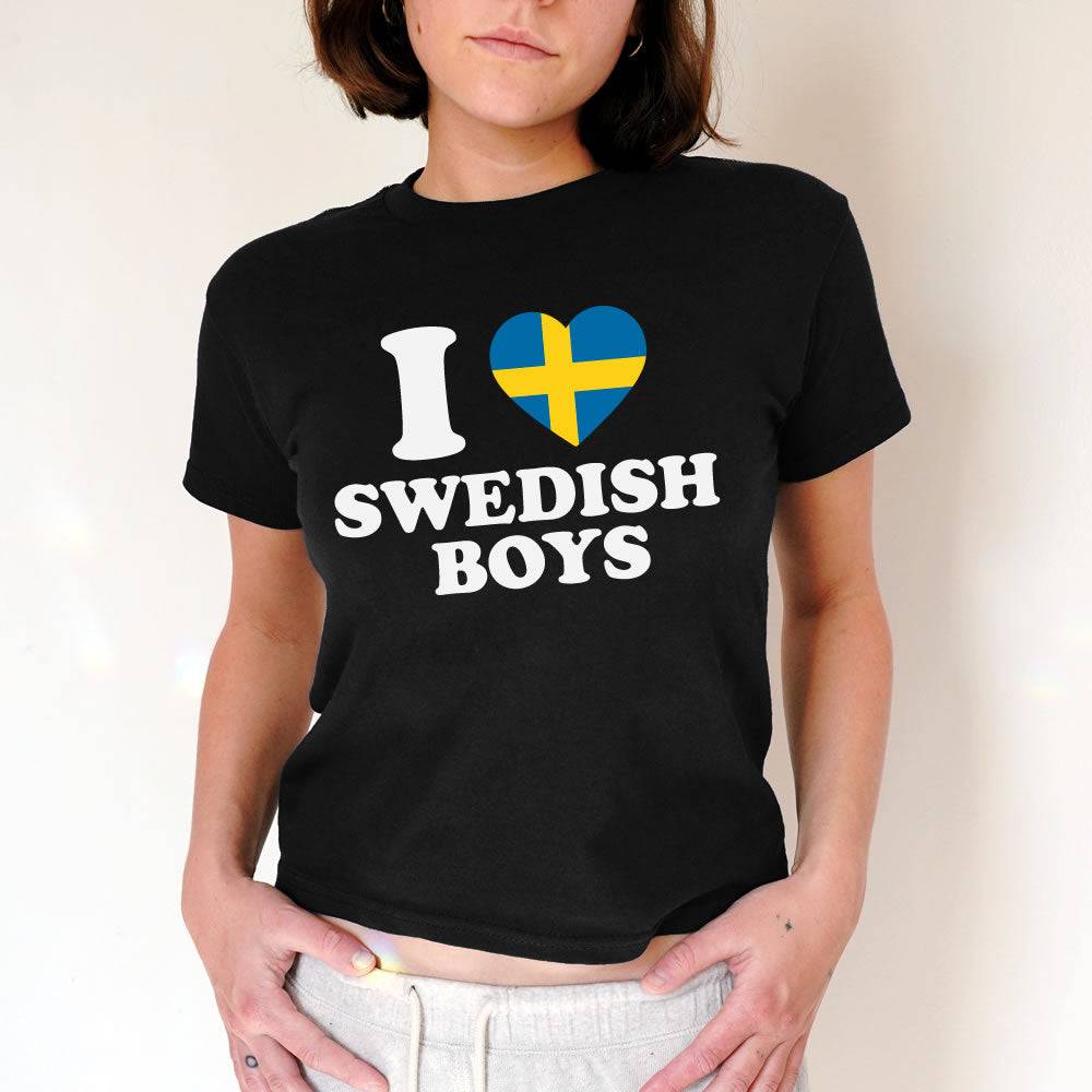 I love Swedish Boys Baby Tee - printwithsky