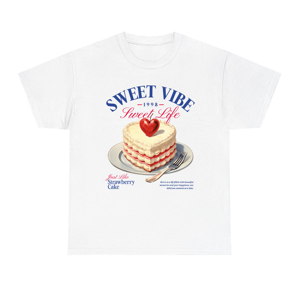 Sweet Vibe Strawberry Cake Graphic T-Shirt – Unisex Aesthetic Streetwear Tee