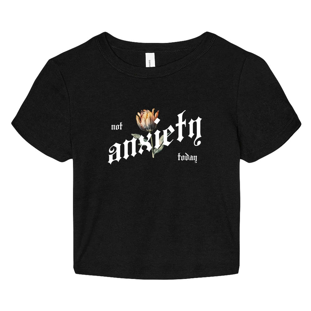 Not Today Anxiety Micro Rib Baby Tee – Motivational Fitted Crop Top | Soft Y2K Mental Health Shirt
