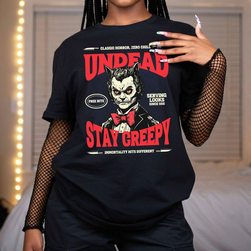 Undead Vampire T-Shirt – Gothic Horror Graphic Tee | Stay Creepy Halloween Shirt