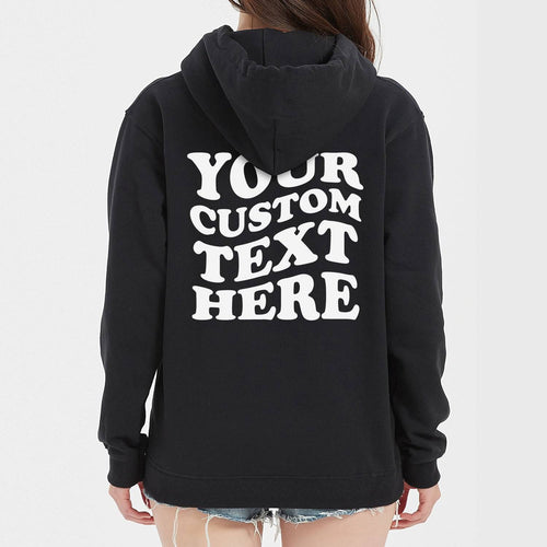 Custom Wavy Text On Back Hoodie - printwithsky