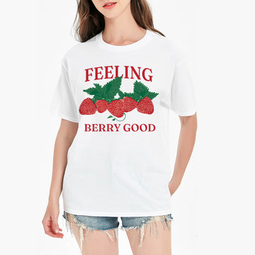 Feeling Berry Good Vintage Strawberry T-Shirt - printwithsky