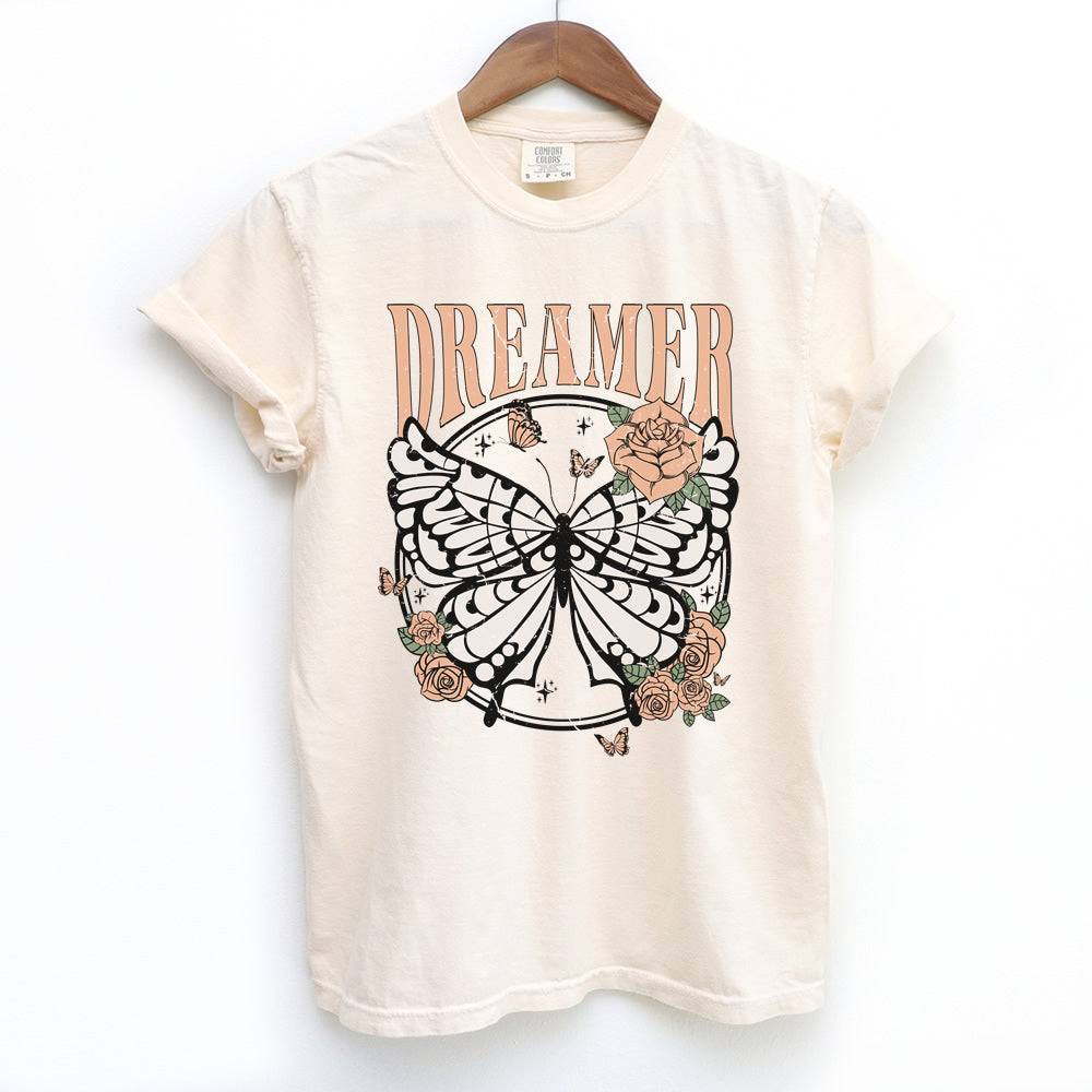 Dreamer Retro Butterfly Short Sleeve T-shirt - printwithsky