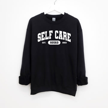 Self Care Squad Black Sweatshirtprintwithsky