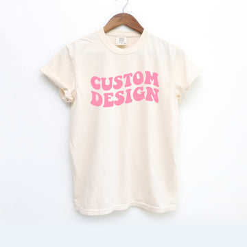 Custom Comfort Colors Wavy Text Short Sleeve T-shirtprintwithsky