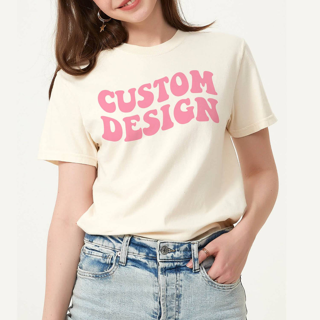Custom Comfort Colors Wavy Text Short Sleeve T-shirt - printwithsky
